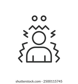 Fear, in line design. Fear, Anxiety, Terror, Panic, Fright, Scared, Dread on white background vector. Fear editable stroke icon.