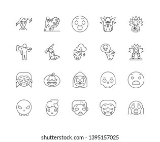Fear line icons, signs, vector set, outline illustration concept 