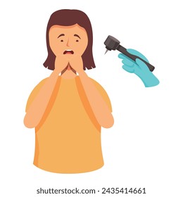 Fear of medical help icon cartoon vector. Dental afraid of girl. Healthcare body