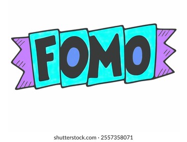 Fear Of Missing Out or FOMO illustration drawing on white background.