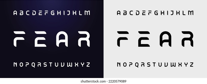 FEAR Modern Bold Font. Regular Italic Number Typography urban style alphabet fonts for fashion, sport, technology, digital, movie, logo design, vector illustration