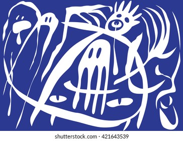 fear , monsters faces - abstract background