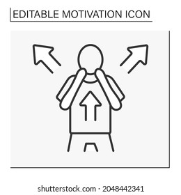 Fear motivation line icon. Fear drives people into action. Negative motivator uses punishment for goals achieving.Motivation concept. Isolated vector illustration. Editable stroke
