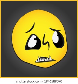 Fear pdsk emoticon, with yellow color and high quality.