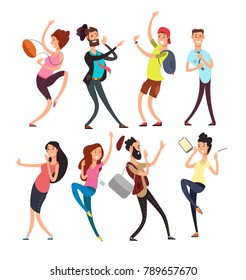 Fear of persons. Worried and scared men and women. People afraid of something. Vector characters set man and woman fear and expression nervous illustration