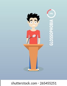 Fear Of Public Speaking - Glossophobia. Flat Illustration