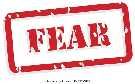 Fear red rubber stamp vector for mental health concept