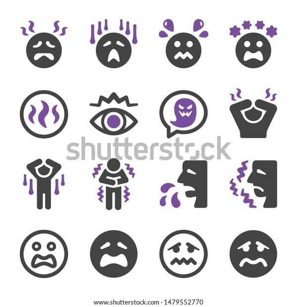 Fear Scare Emotion Icon Setvector Illustration Stock Vector (Royalty ...