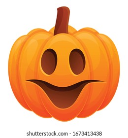 Fear smiling pumpkin icon. Cartoon of fear smiling pumpkin vector icon for web design isolated on white background