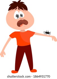 Fear of spider, illustration, vector on white background.