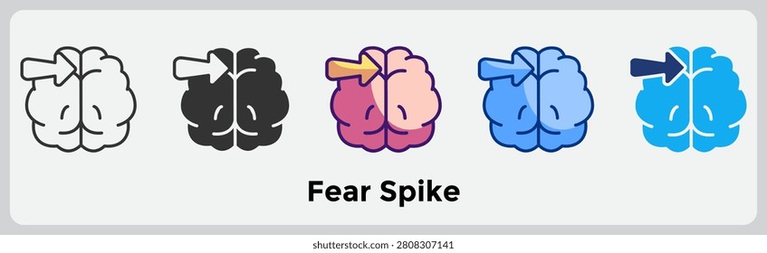 Fear Spike icon for illustrating sudden fear escalation systems, rapid emotional increase, and sharp anxiety onset. Line, Filled, Color, Blue, Dualtone style.