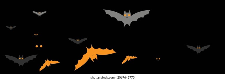 Fear Spooky Mysterious Sky Dracula Bats Illustration. Scary Cartoon White Gothic Monster Halloween Art Illustration. Faces Chaos Black Orange Party Bats. Horror Funny Vampire Grey Creepy Backdrop.