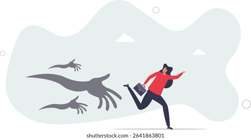 Fear or struggle from business failure, anxiety, depression or panic attack, afraid or negative feeling,. character life .