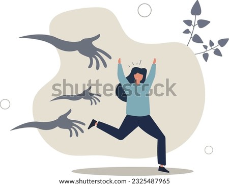 Fear or struggle from business failure, anxiety, depression or panic attack, afraid or negative feeling,.flat vector illustration.