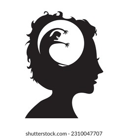 The fear syndrome is in our head. Vector illustration.