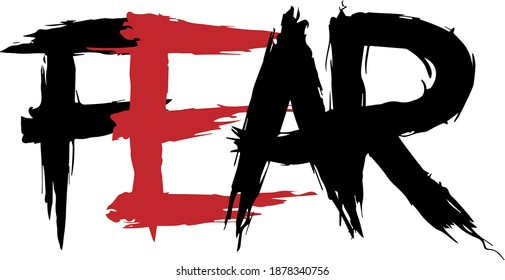 diseño de camisetas con tipografía de miedo. color rojo y negro.