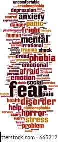 Fear word cloud concept. Vector illustration