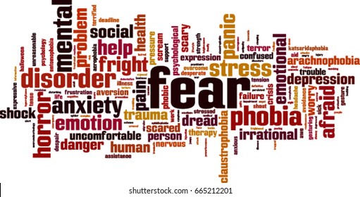 Fear word cloud concept. Vector illustration