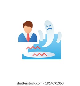 Fear zone flat icon. Route to success. Self improvement and self realization. Business and career development. Fear fighting. 3D color vector illustration