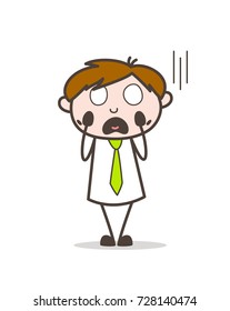 Fearful Boy Screaming in Fear Vector Illustration