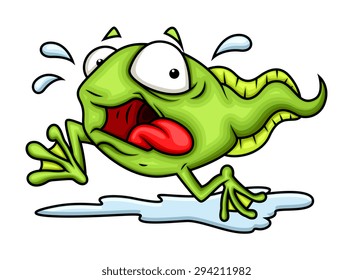 Fearful Cartoon Frog