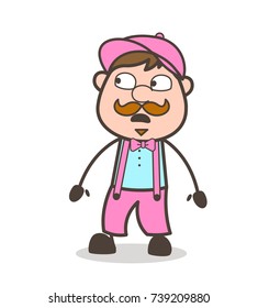 Fearful Cartoon Plumber Boy Face Expression Vector