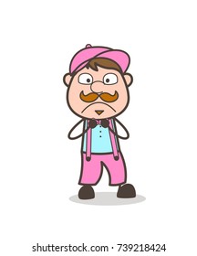 Fearful Cartoon Seller Face Expression