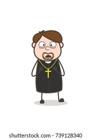 Fearful Church Priest Face Expression