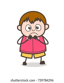 Fearful Expression - Cute Cartoon Fat Kid Illustration