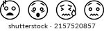 Fearful expression face icon set