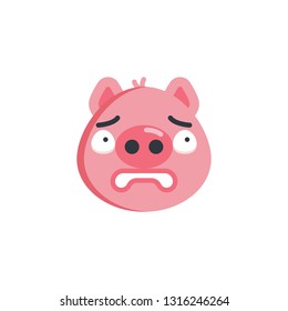 Fearful face emoticon flat icon, vector sign, colorful pictogram isolated on white. Piggy scared face emoji symbol, logo illustration. Flat style design