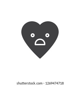 Fearful Face emoticon vector icon. filled flat sign for mobile concept and web design. Scared heart face character emoji solid icon. Symbol, logo illustration. Pixel perfect vector graphics