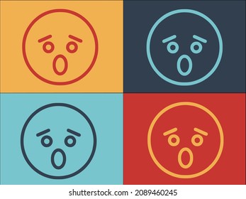 Fearful Face Logo Template, Simple Flat Icon of fear,face,emotion