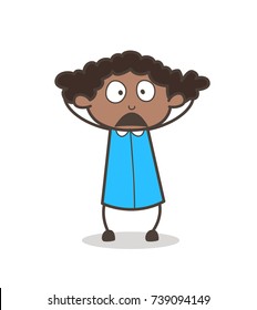 Fearful Girl Screaming Face Vector