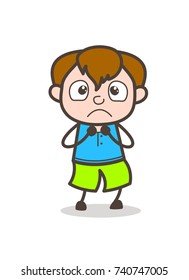 Fearful Kid Face Cute Cartoon Boy: vetor stock (livre de direitos