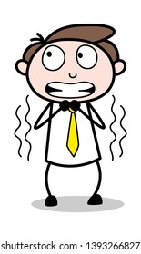 Fearful - Office Businessman Employee Cartoon Vector Illustration﻿