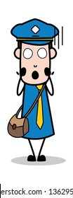 Fearful - Postman Cartoon Courier Guy Vector Illustration