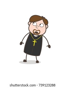 Fearful Priest Watching Upside Vector
