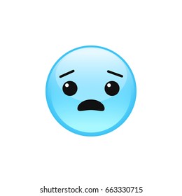 Fearful scared frightened emoji emoticon face vector icon isolated on white background