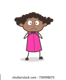 Fearful Scared Girl Face Expression Vector
