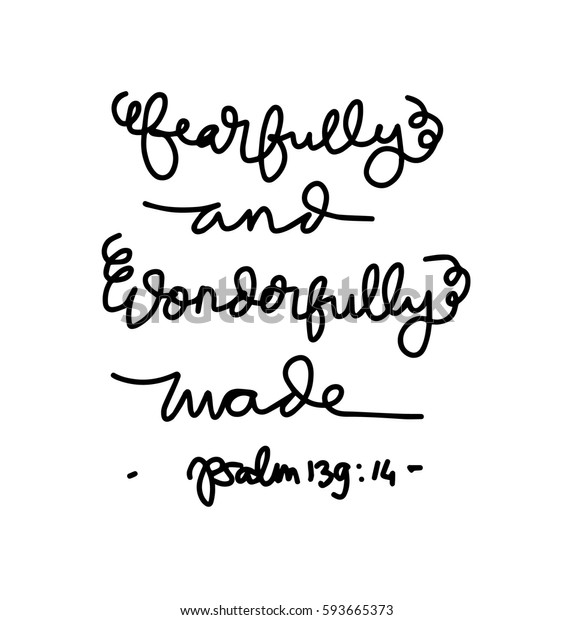 Fearfully Wonderfully Made Bible Verse Modern Stock Vector (Royalty ...