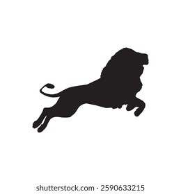 Fearless Attacking Lion Silhouette for Bold and Strong Branding - Lion Vector - Lion Icon
