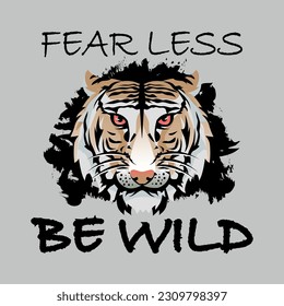 
Fearless be wild slogan with tiger head vector illustration design for t-shirt and other uses.
