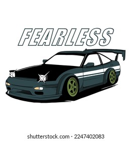 fearless car tshirt design isolated white background