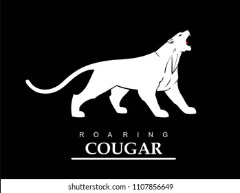 Fearless cougar. Roaring puma. Roaring jaguar. Elegant white panther.