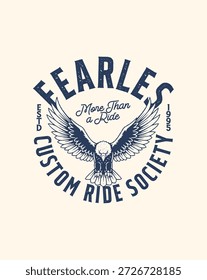 Fearless Custom Ride Society Eagle Emblem Vintage Style Logo