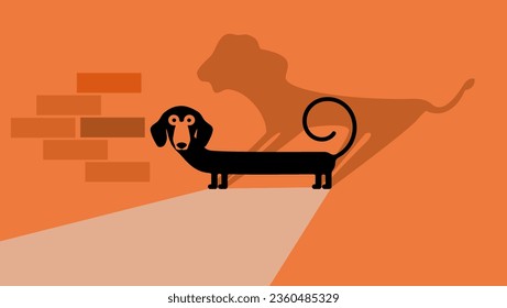 fearless dachshund with lion shadow