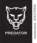 Fearless Panther in the dark. Roaring Predator. Roaring Puma. Cougar head. Elegance Roaring fang face in monogram style, combine with text