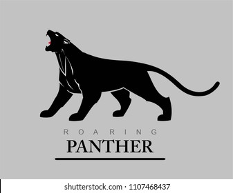 Fearless Panther. Roaring Predator. Roaring Panther. Elegant panther.