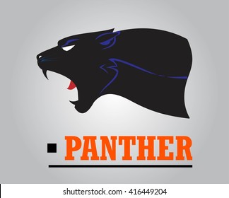 Fearless Panther. Roaring Predator. Roaring Panther. Panther head, elegant panther head. Roaring fang face.Black Panther Head combine with text.  Panther Mascot Head Vector Graphic. Dark Predator